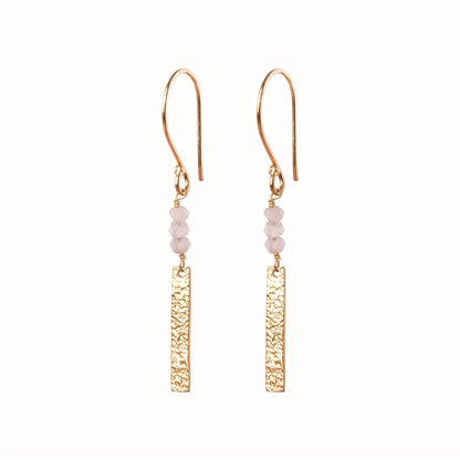 Bar Rose Quartz Oorbellen