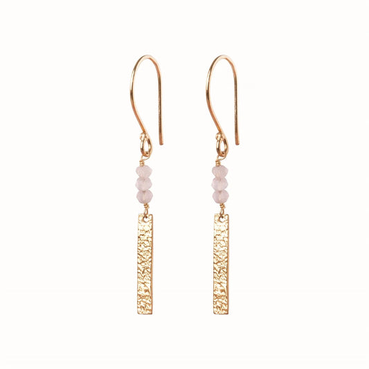 Bar Rose Quartz Oorbellen