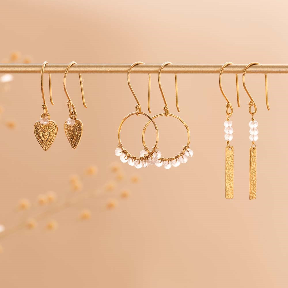 Bar Rose Quartz Oorbellen