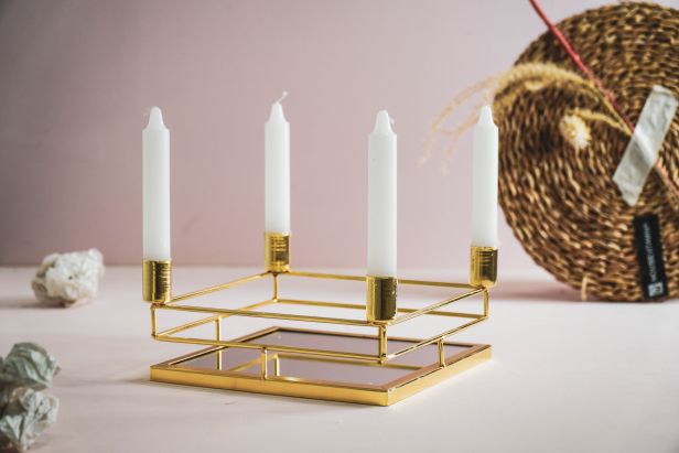 Candle Holder 4-arms Gold & Black