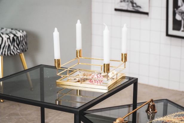 Candle Holder 4-arms Gold & Black